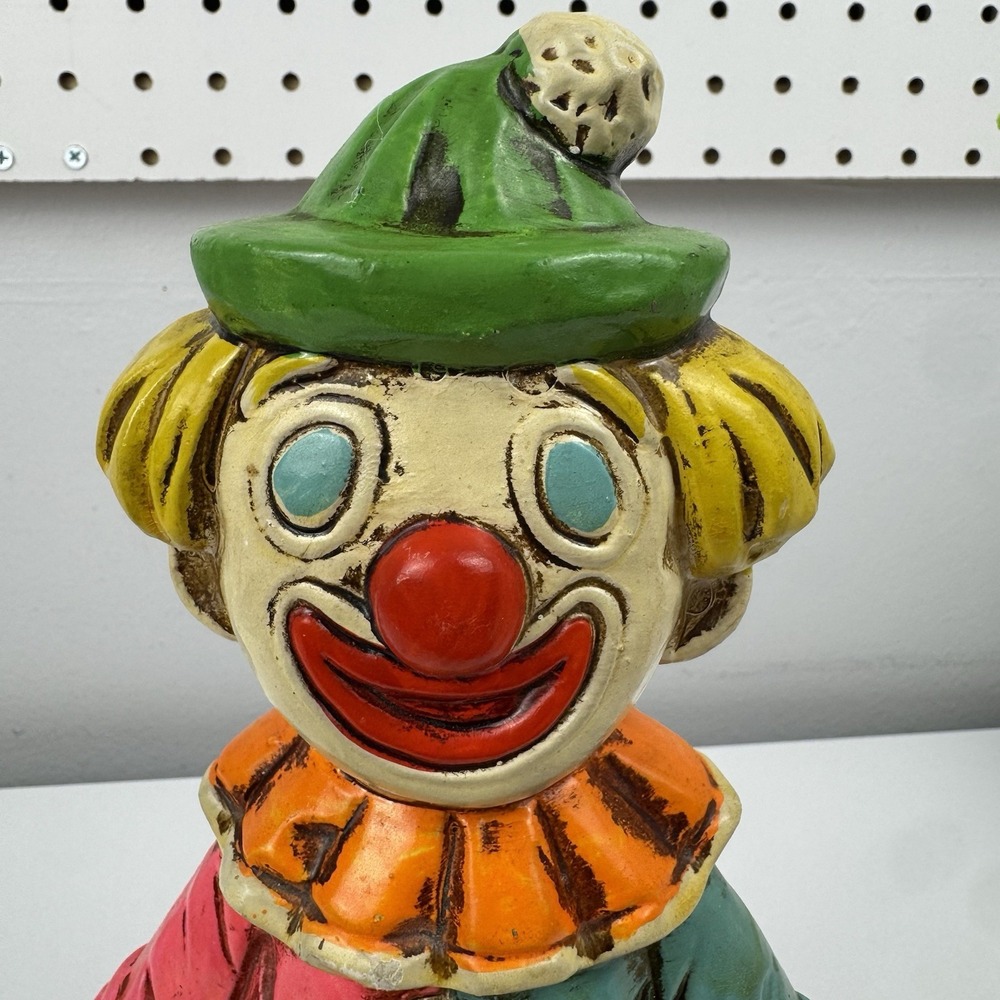 Vtg Double-Faced Clown Bank 60s Chalkware‎ Happy Sad Circus Decor - Picture 6 of 13